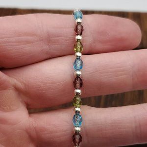 7 Inch 925 Sterling Silver Faceted Bright Beautiful Crystals Bracelet